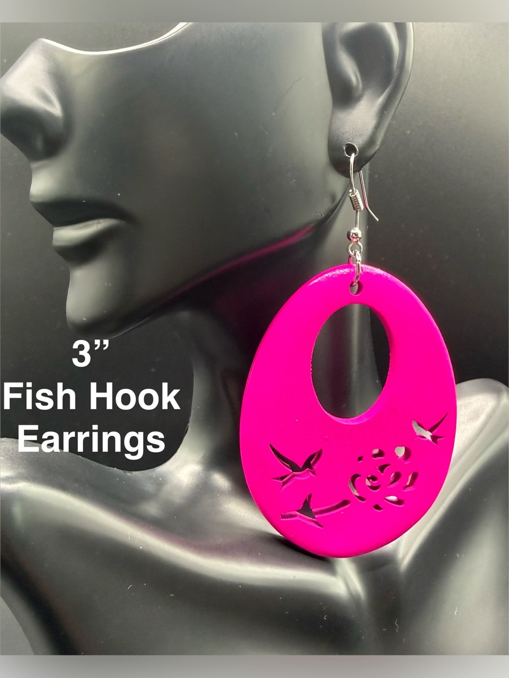 Bright Pink Fish Hook Earrings